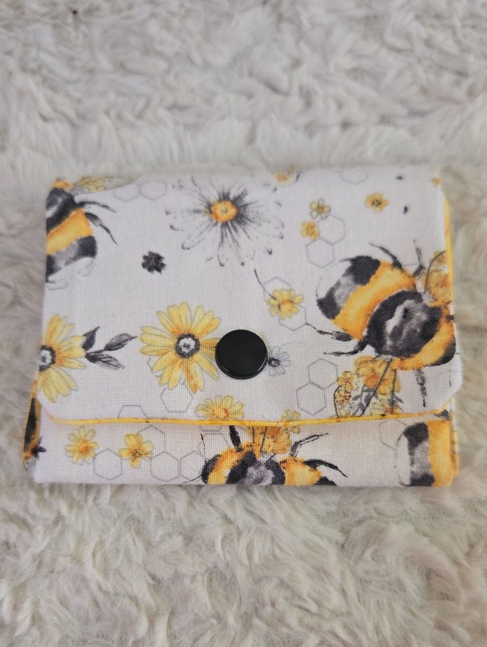 Handmade By My Daighter Floral Bee Print Compact Ccin Pouch